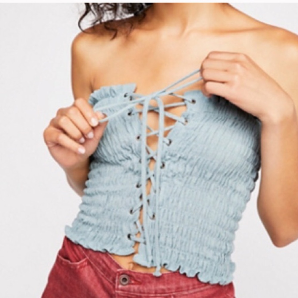 Free People Divided Sky Strapless Tie Top
